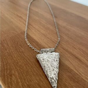 Silver Textured Arrowhead Pendant Necklace - Women Jewelry